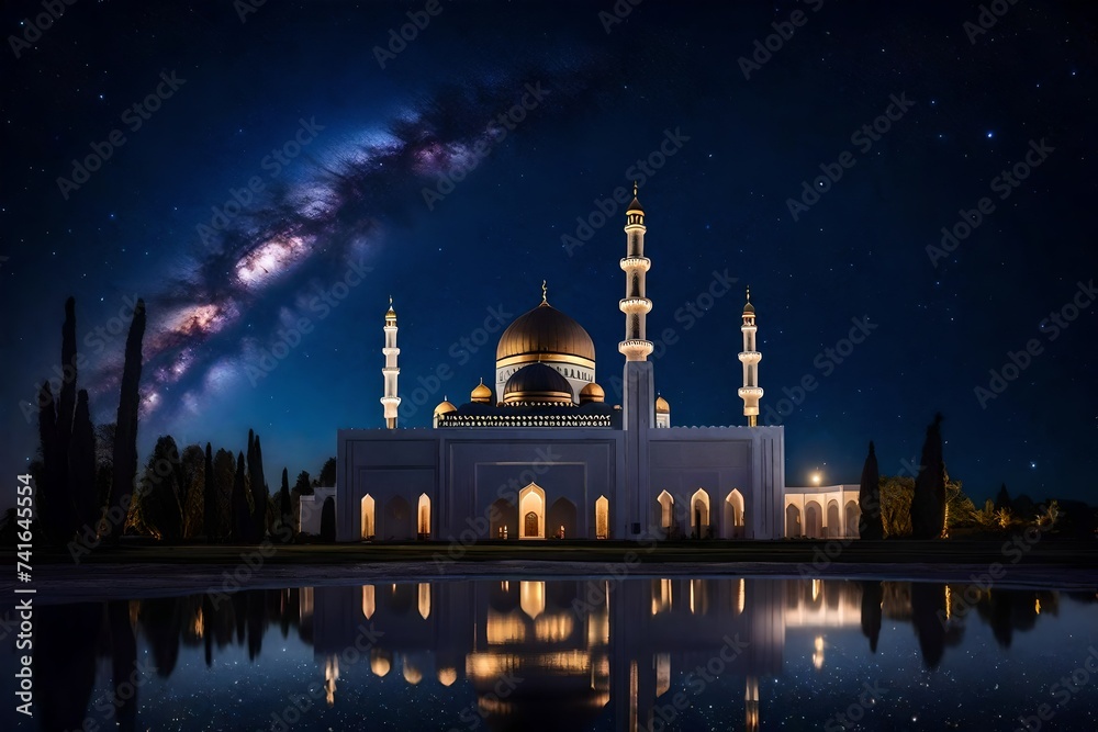 mosque at night generated by AI