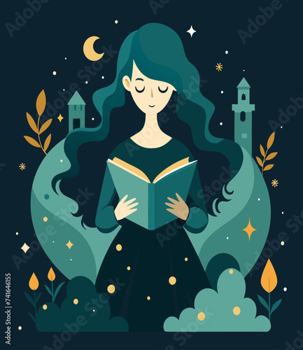 Girl reading a book Illustrations