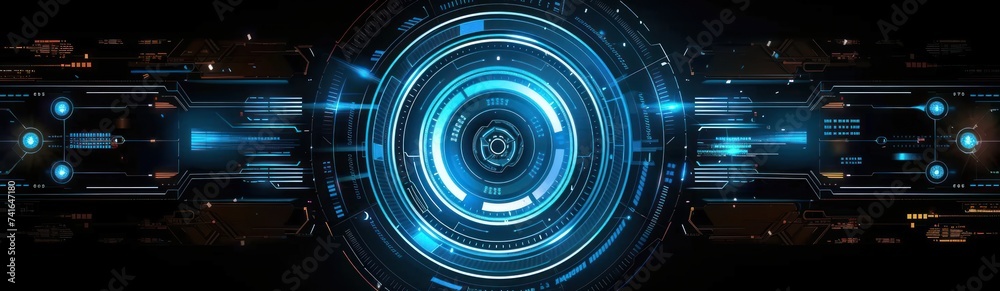 Futuristic vision unfolds in hues of blue technology and artistry creates mesmerizing abstract backdrop essence of science and future merge Futuristic vision unfolds in hues of blue technology and artistry creates mesmerizing abstract backdrop essence of science and future merge