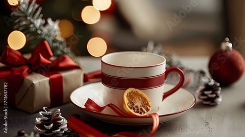 Refined Christmas care box coffee cup, gift and xmas ornament. Corporate or personal present for cooking lovers, foodies and gourmands.