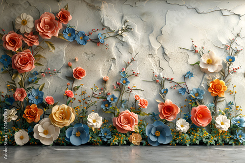 3d mural flowers wallpaper. 