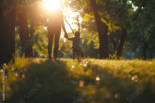 parent playing with their child in a sunlit park