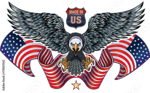 American eagle with USA flags