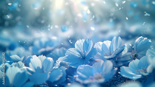 Gossamer petals floating in a sea of azure, a mirage of serenity and grace. on transparent background. 