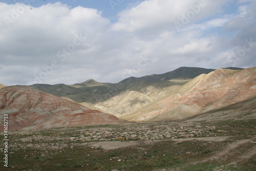 Slate colored mountains called Agate mountains near the village of Khizi in northern Azerbaijan