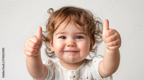 Obraz na płótnie A happy toddler giving a thumbs up. Isolated on Transparent background.Generative AI w salonie