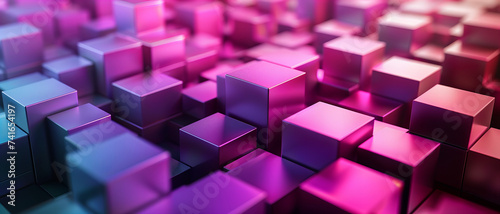 Abstract magenta tones cube geometric background business banner. 3D modern soft design concept. Symbolizing success, teamwork and uniqueness.