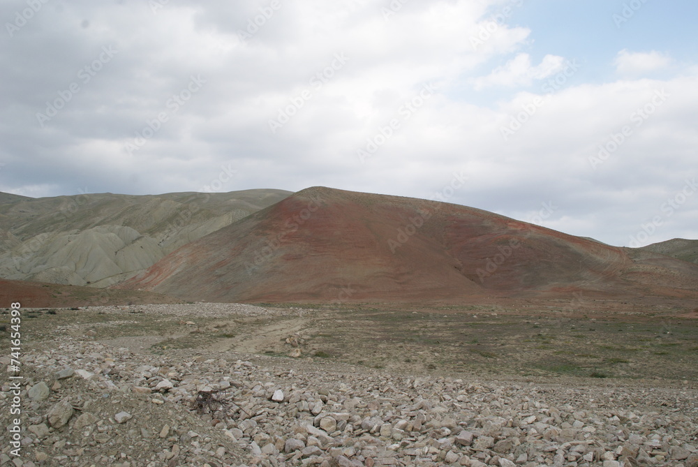 Slate colored mountains near the village of Khizi in the north of Azerbaijan
