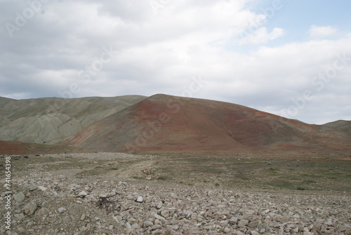 Slate colored mountains near the village of Khizi in the north of Azerbaijan