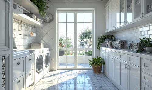Modern Laundry Room with Natural Light.Generative AI