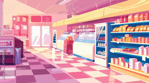 Supermarket interior vector flat minimalistic  © Mishi