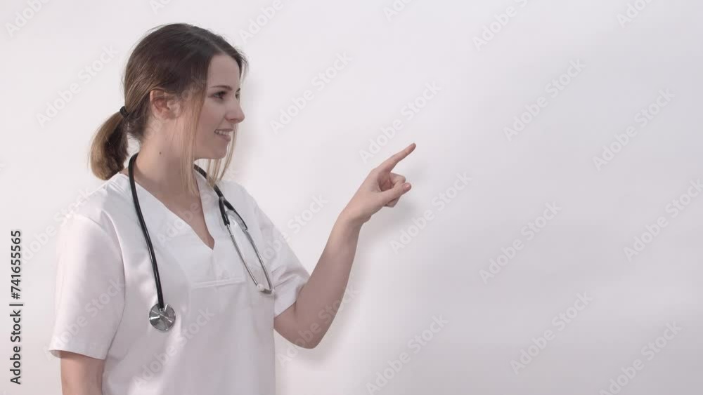 Female doctor pointing Female doctor pointing