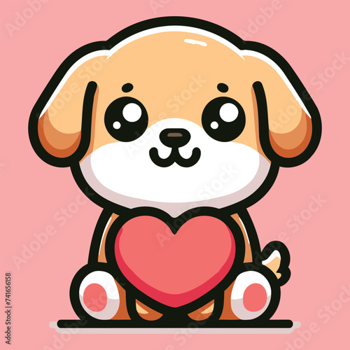 A Dog love icon sits with Happy Valentines Day vector design