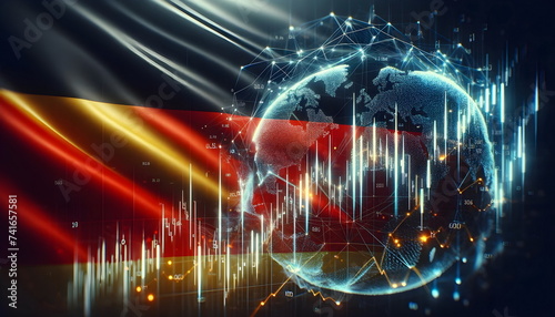 stock exchange chart graph on german flag background