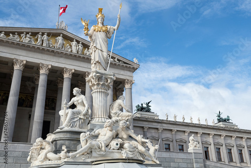 Photography Pallas Athene Fountain in front of Parliament building, Vienna, Austria
