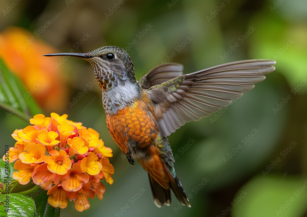 Fototapeta premium hummingbird feeding on flower