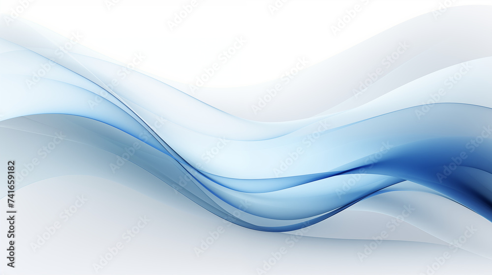 Néon effet flou, fumée, vague en mouvement, bleu électrique et clair sur fond blanc. Pour conception et création graphique, bannière	