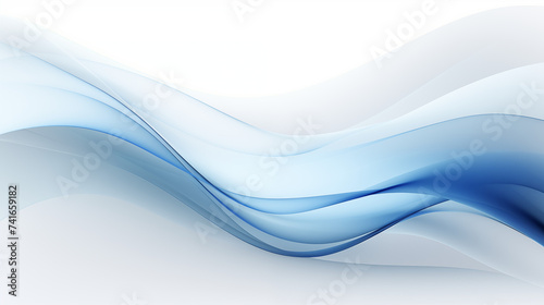 Néon effet flou, fumée, vague en mouvement, bleu électrique et clair sur fond blanc. Pour conception et création graphique, bannière 