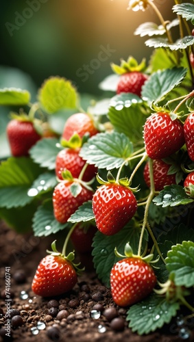 Ripe Strawberries Hanging From Lush Green Plants in an Orchard During Daytime