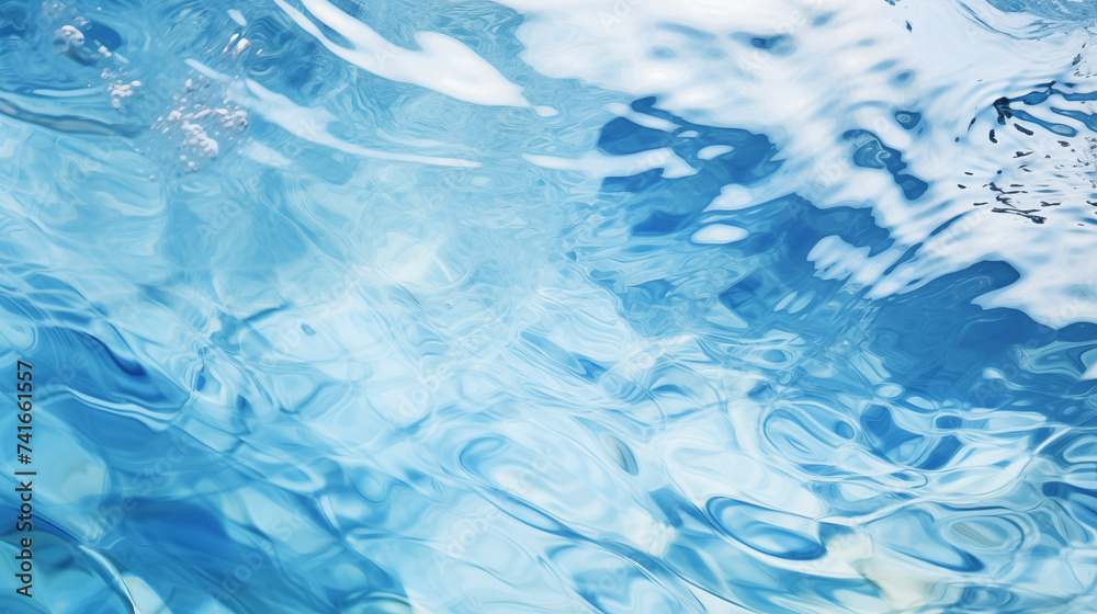 Vue de dessus de l'eau, d'une piscine ou de la mer. Eau en mouvement avec reflet. Nature. Pour conception et création graphique.