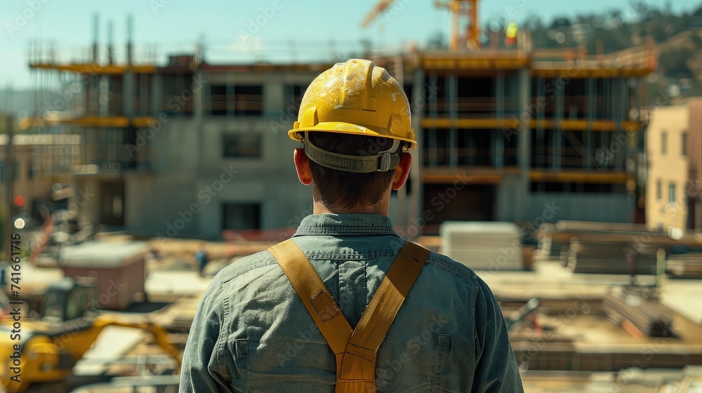 Collaborative Construction Oversight. Engineer Observing Progress Collaborative Construction Oversight. Engineer Observing Progress