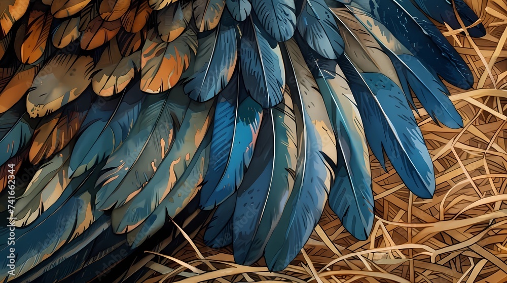 Obraz premium bird feathers background pattern, banner, wings background picture, seamless background