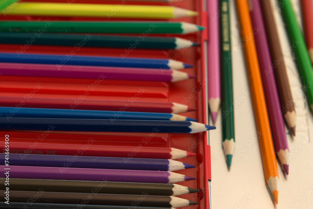 View of the colored pencils View of the colored pencils