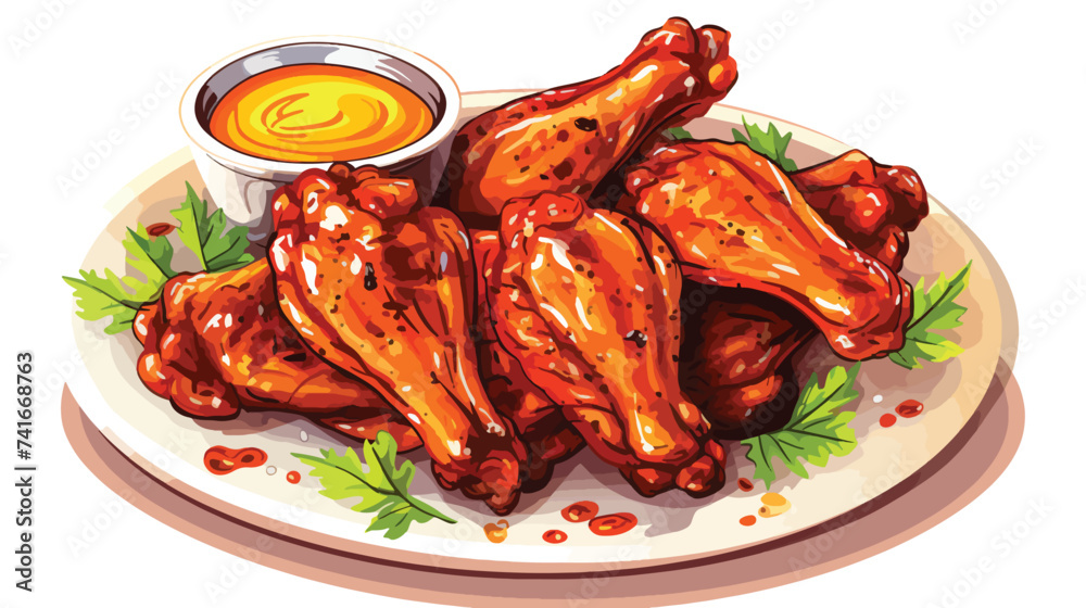 Grilled chicken wings Vector illustration