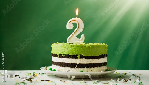 2 year Birthday cake With One Candle 