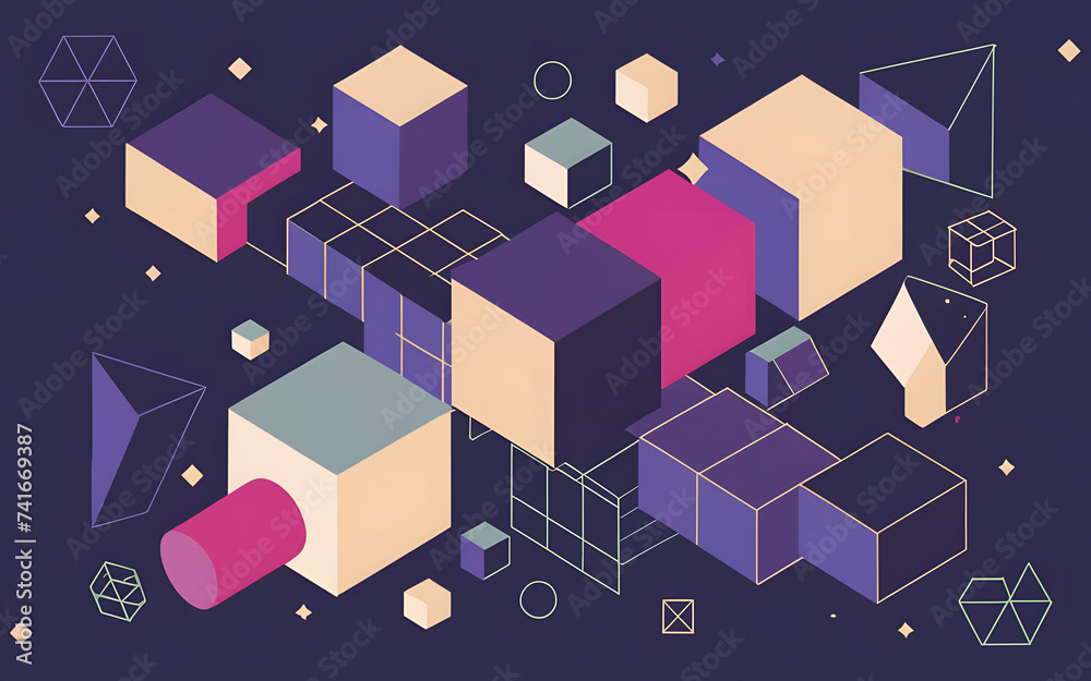 Fototapeta premium Geometric several isomatric Banner Graphic Wallpaper Background