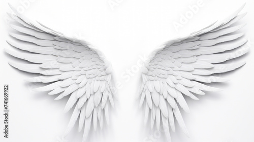 Angel wings on gray background photo