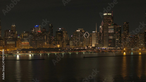 Aerial view of downtown Chicago view of Lake Michigan skyline © Joshua 