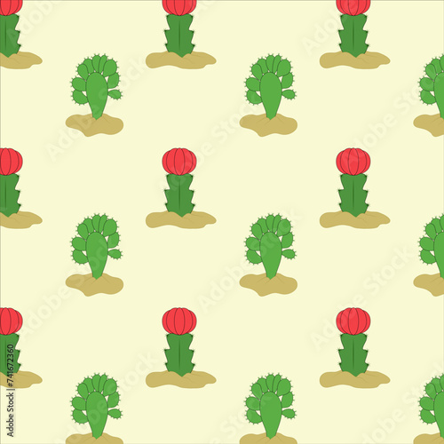 cacti seamless pattern, varieties of cacti, cacti in the desert