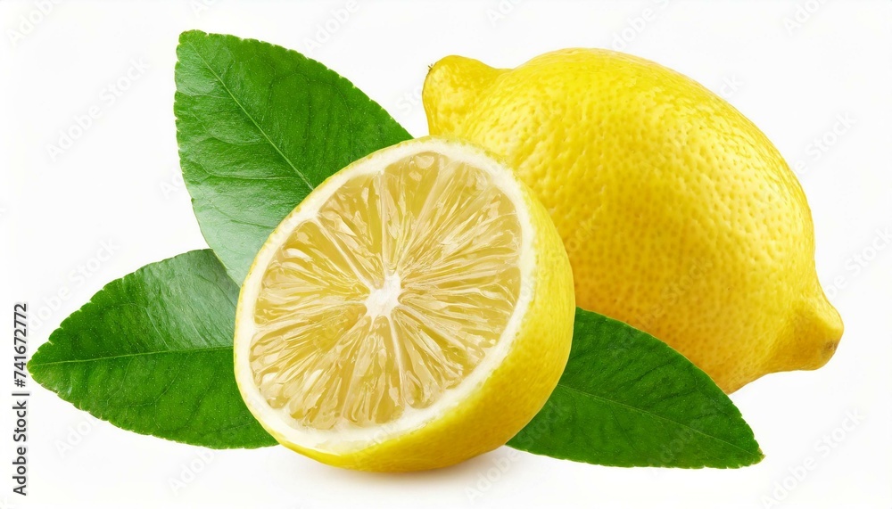 Natural Lemon fruit with green leaf isolated on white background. Clipping path. Natural Lemon fruit with green leaf isolated on white background. Clipping path.