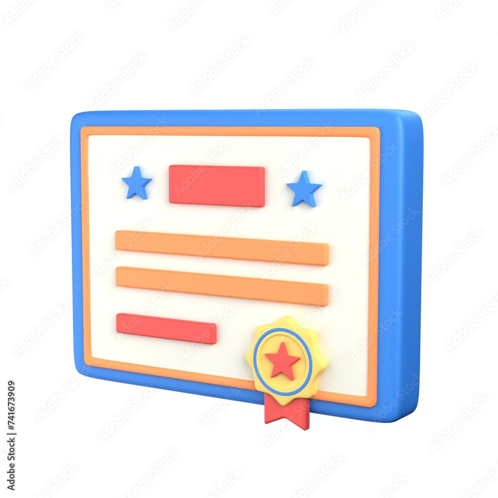 3D Graduation Certificate Education Icon 3D Graduation Certificate Education Icon