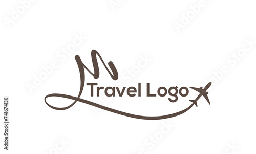 Letter M Travel Logo Template Design Vector, Emblem, Design Concept, Creative Symbol, Icon