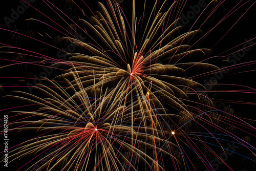 Vibrant Fireworks Display at Carnival - Ground Perspective photo