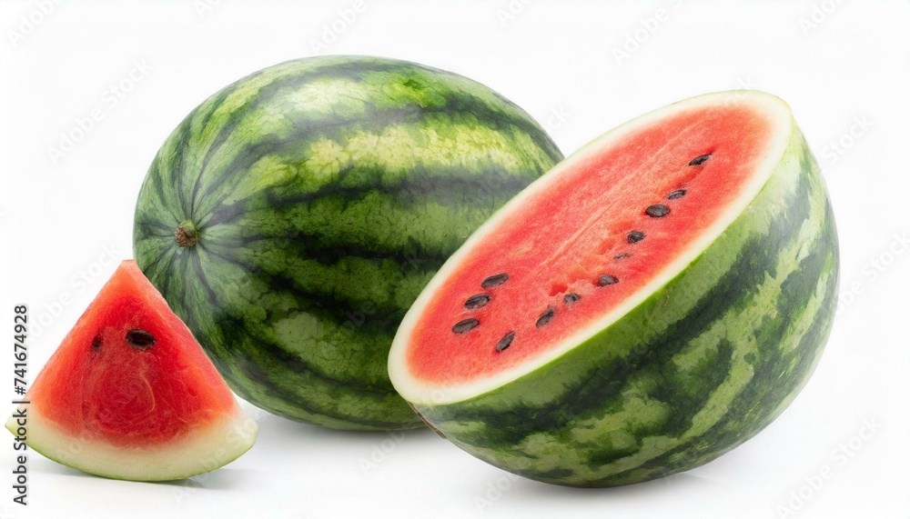 Juicy watermelon with sliced isolated on white background. Clipping path Juicy watermelon with sliced isolated on white background. Clipping path
