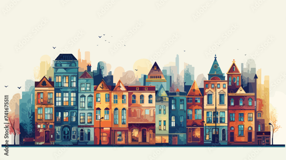 City building houses illustration vector