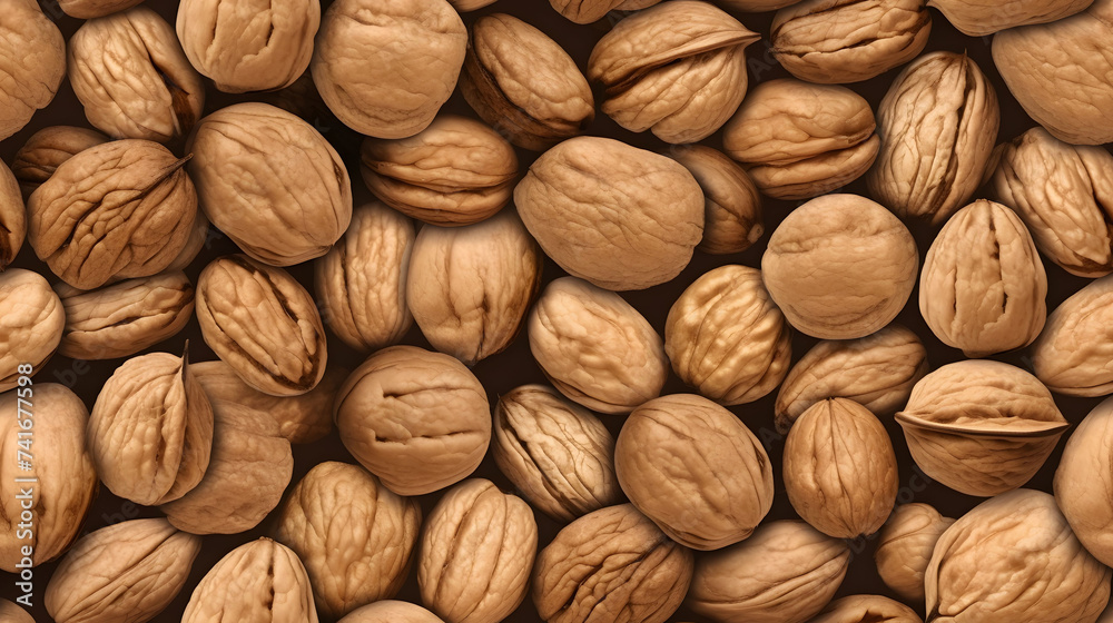 Seamless pattern with realistic walnuts. Nuts background Seamless pattern with realistic walnuts. Nuts background