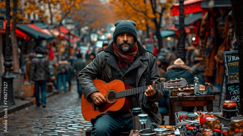 street performer showing talent photo