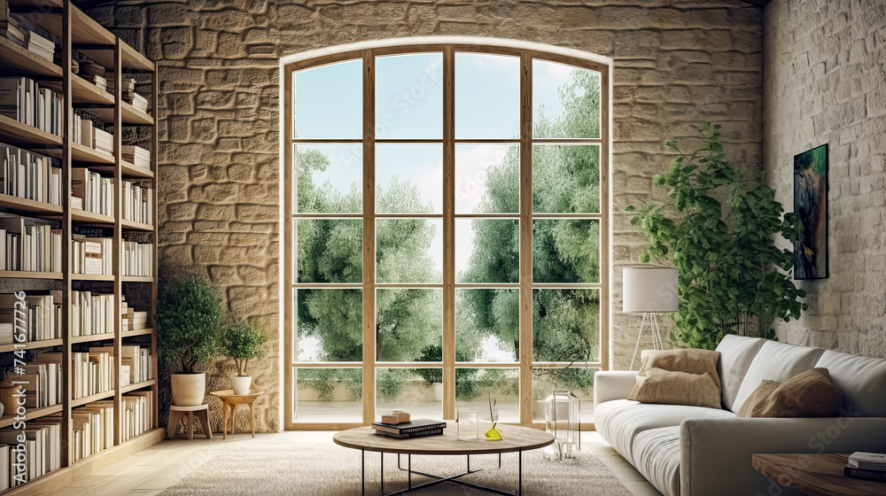 A modernized apartment adorned with large, bright windows A modernized apartment adorned with large, bright windows