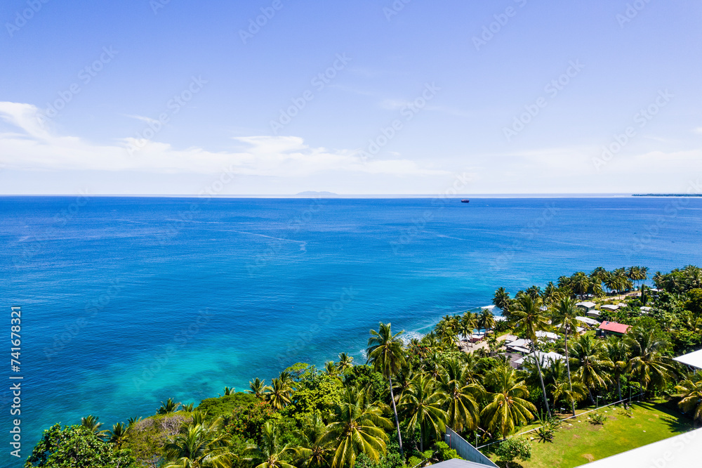 Aerial Drone View of Seaside of Wewak Town, East Sepik Province, Papua New Guinea. Aerial Drone View of Seaside of Wewak Town, East Sepik Province, Papua New Guinea.