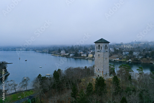 Aerial View of Sir Sandford Fleming Memorial Tower In Dingle Playground, Halifax, Canada. photo