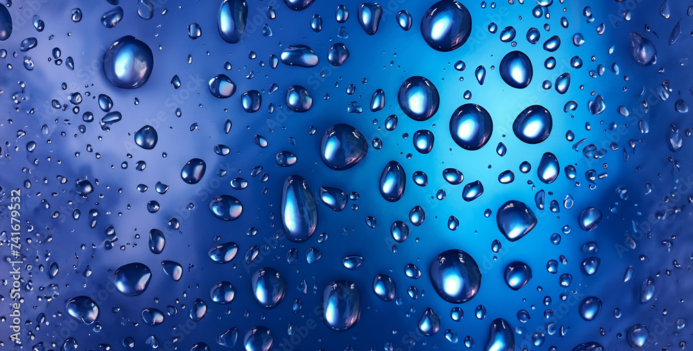 Water drops on blue background. Raindrops on the window. Digital technology background with binary code. 3D rendering and illustration. Water drops on blue background. Raindrops on the window. Digital technology background with binary code. 3D rendering and illustration.