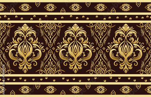 Ethnic Pattern. Ethnic India seamless pattern design oriental style. Damask India Motif.