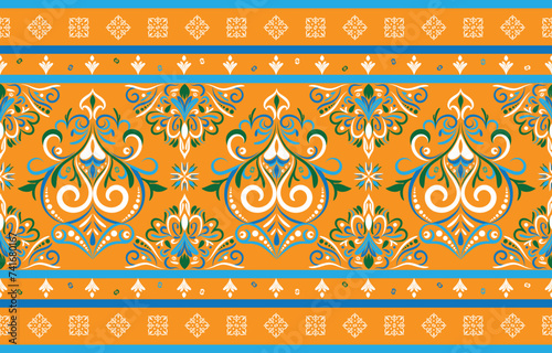 Ethnic Pattern. Ethnic India seamless pattern design oriental style. Damask India Motif.
