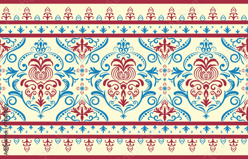 Ethnic Pattern. Ethnic India seamless pattern design oriental style. Damask India Motif.