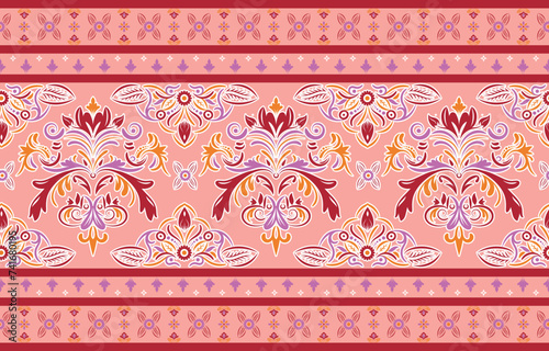 Ethnic Pattern. Ethnic India seamless pattern design oriental style. Damask India Motif.
