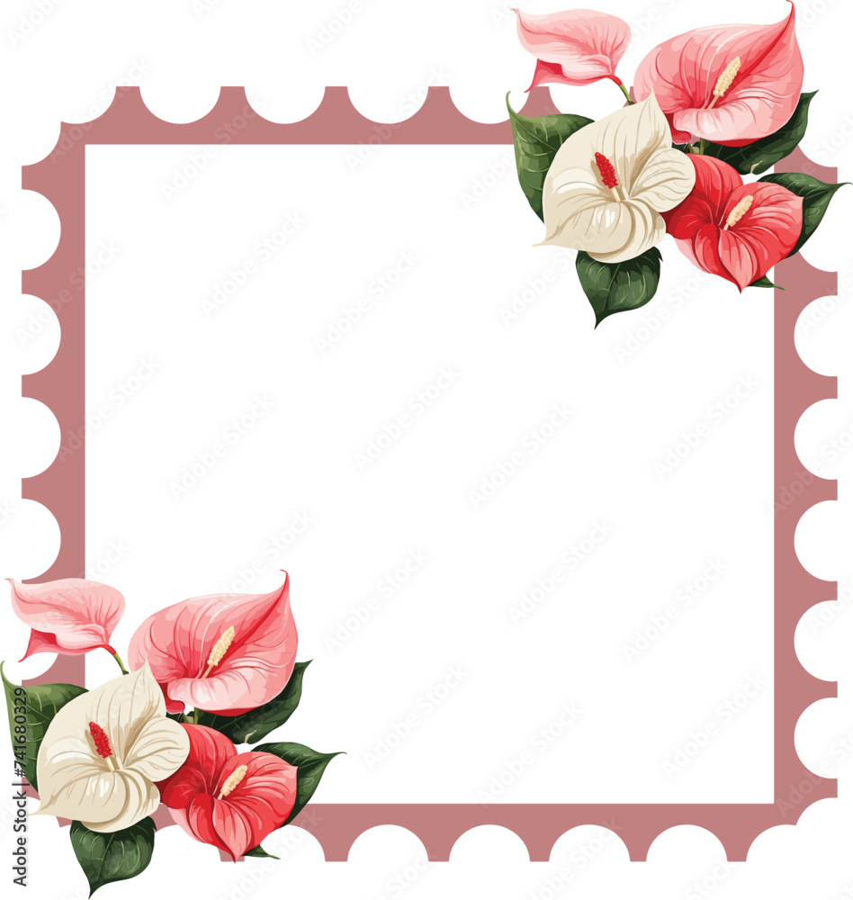 Pink Square Flower Frame 